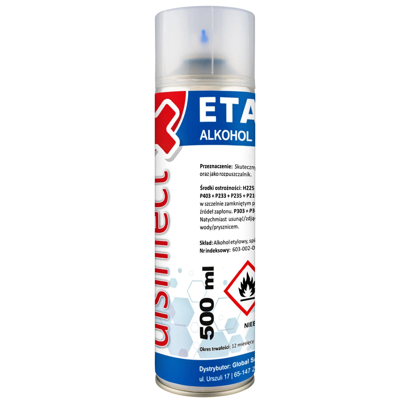 Spray Pulizia Alcool Etilico OEM, 500ml