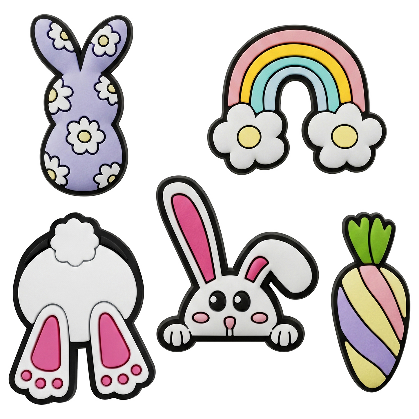 Sticker 3D OEM Bunny per Custodia Telefono / Tablet, Set 5 pezzi, Multicolore