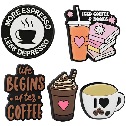Sticker 3D OEM Coffee per Custodia Telefono / Tablet, Set 5 pezzi, Multicolore