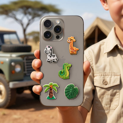 Sticker 3D OEM Jungle per Custodia Telefono / Tablet, Set 5 pezzi, Multicolore