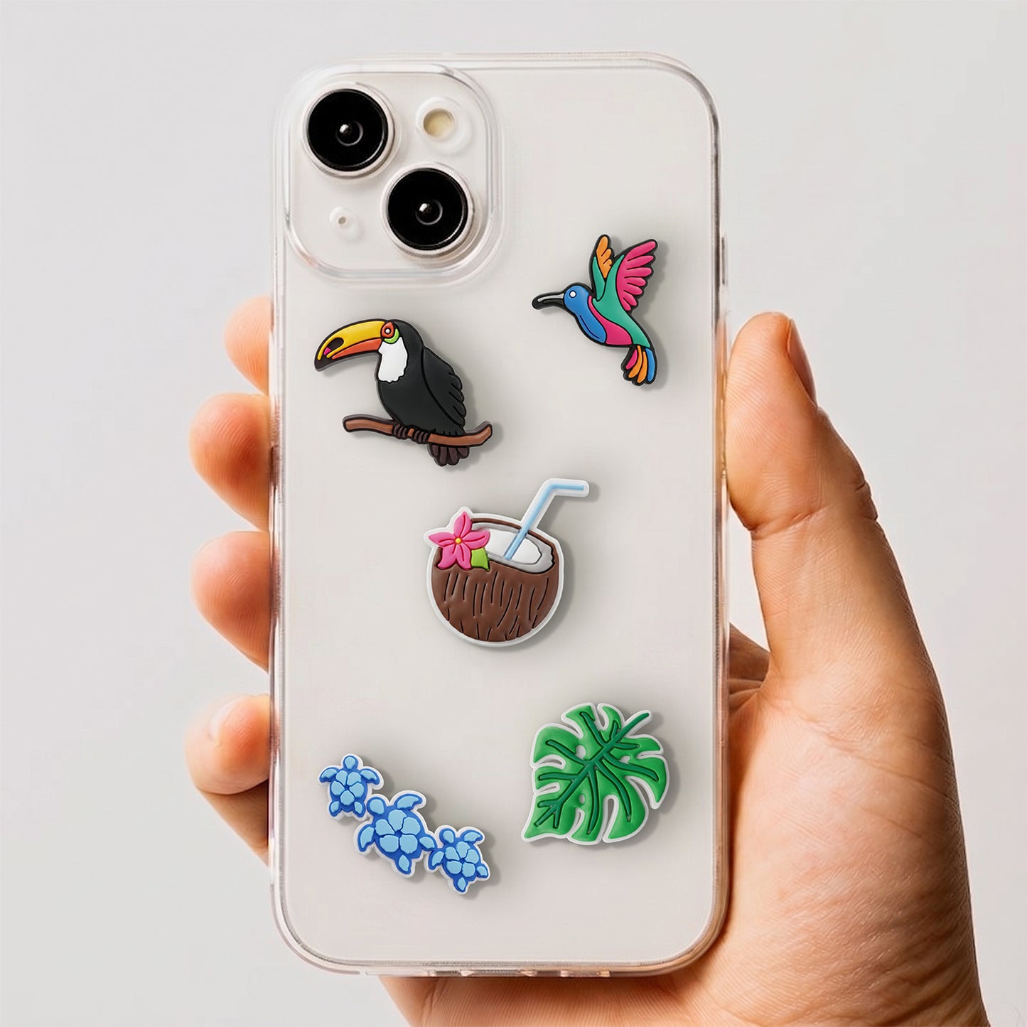 Sticker 3D OEM Tropical Birds per Custodia Telefono / Tablet, Set 5 pezzi, Multicolore