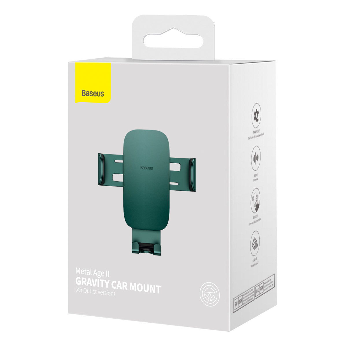 Baseus Metal Age II Supporto per auto, 4,7 pollici - 6,7 pollici, verde SUJS000006