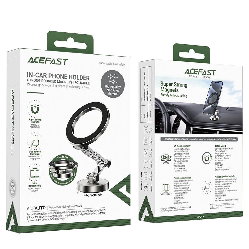 Supporto Auto Magnetico Acefast D20, Universale, Argento