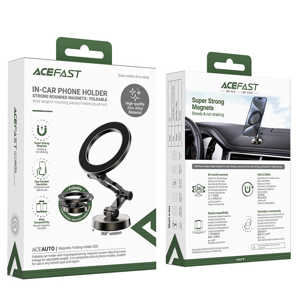 Supporto Auto Magnetico Acefast D20, Universale, Grigio