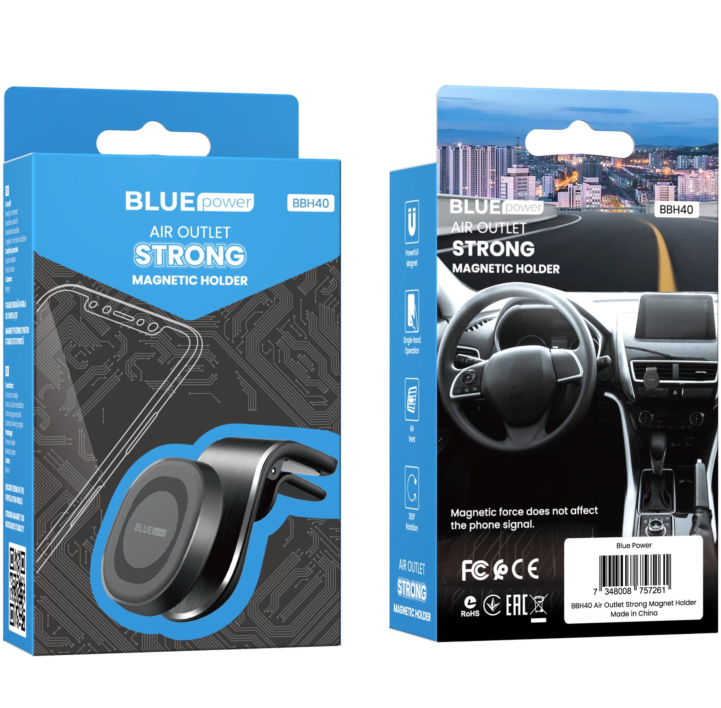 BLUE Power BBH40 Supporto magnetico per auto Kyle Air, universale, nero