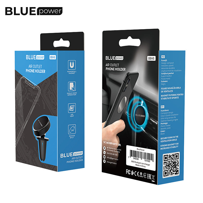 BLUE Power Supporto magnetico per auto BBH6, universale, nero