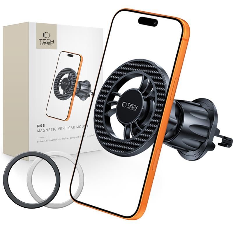 Supporto Auto Magnetico Tech-Protect N56 Carbon Vent, Universale, Nero
