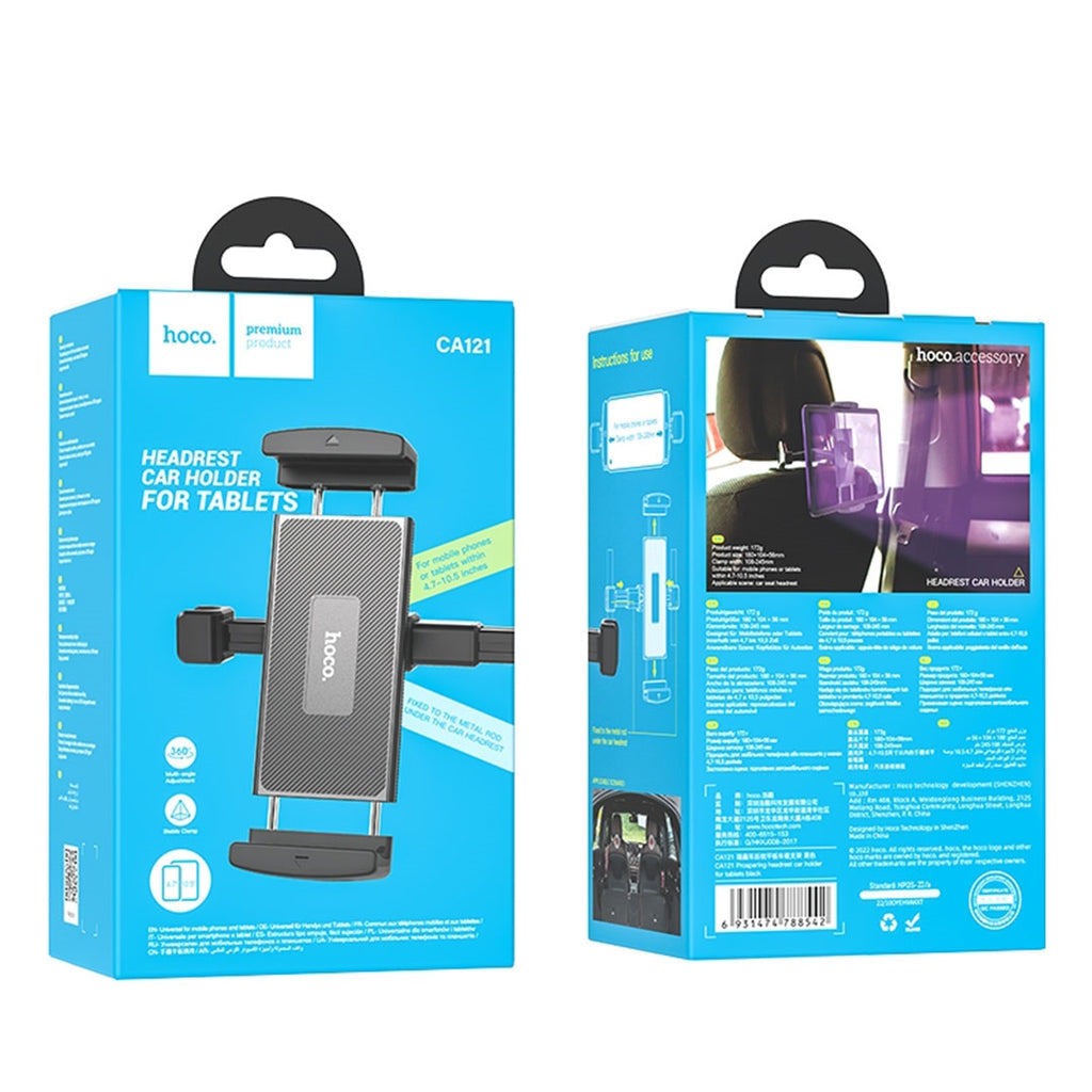 Supporto Auto Poggiatesta HOCO CA121 per Telefono / Tablet, 4.7inch - 10.5inch, Nero