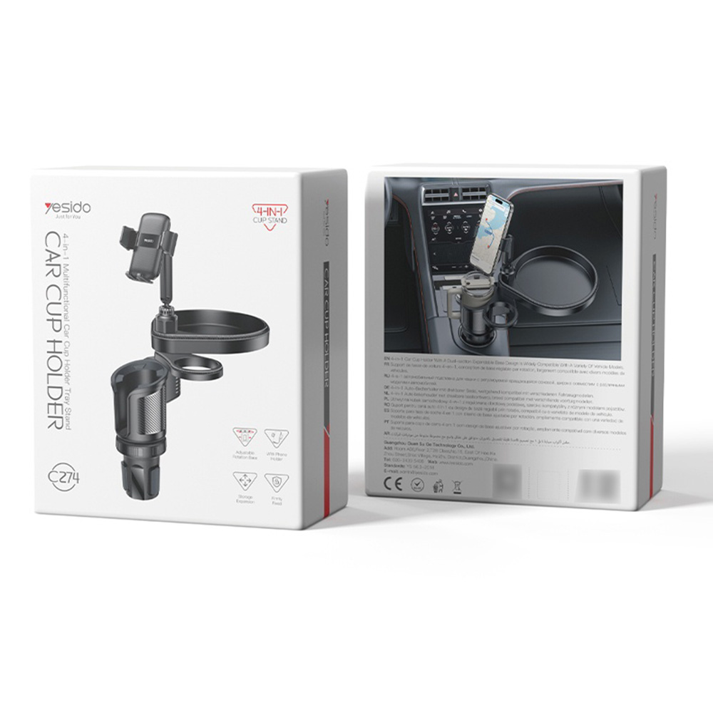 Supporto Auto Yesido C274, 4,7 pollici - 7,2 pollici, Nero, Ricondizionato