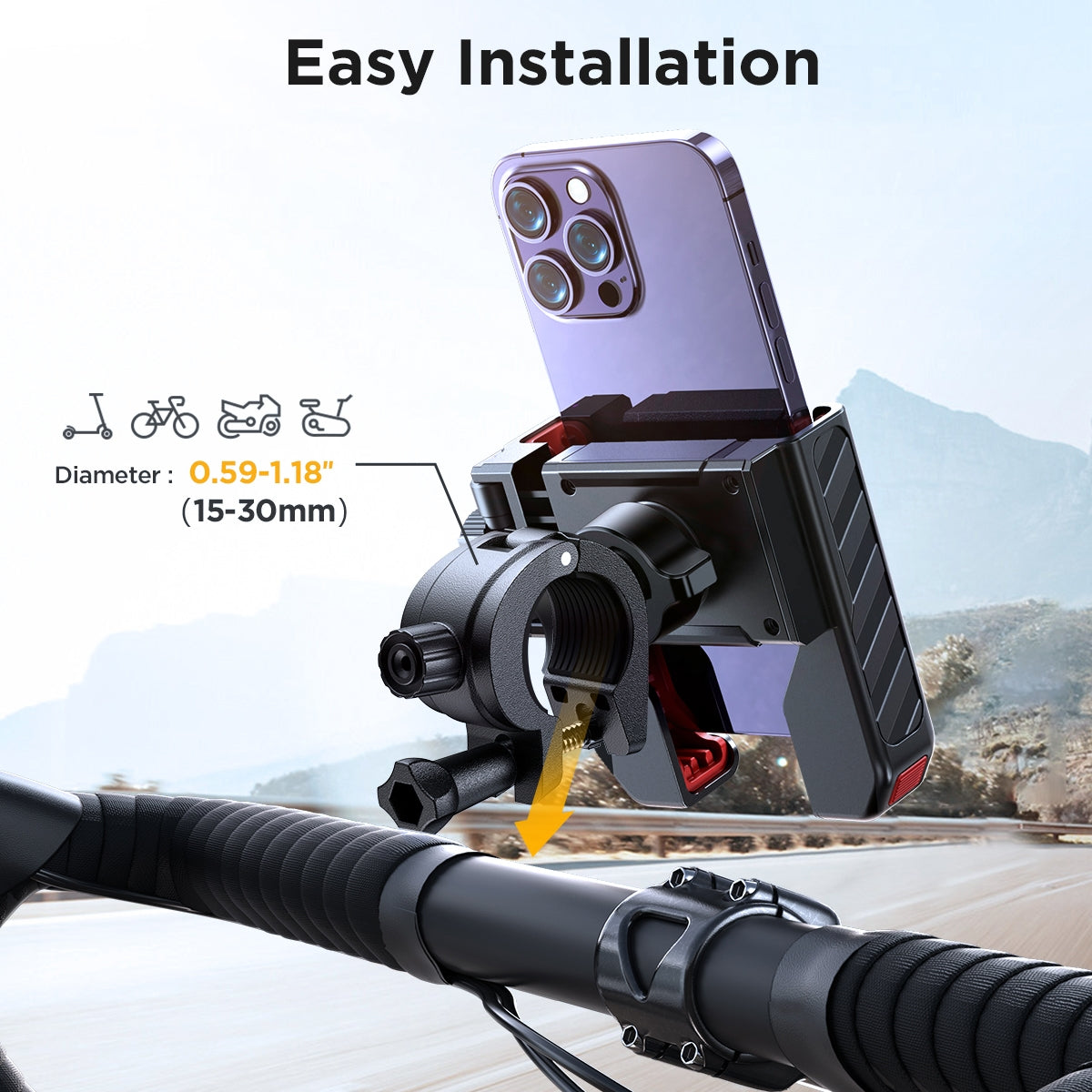 Supporto per Bicicletta Joyroom JR-ZS266, 4.7inch - 7inch, Nero