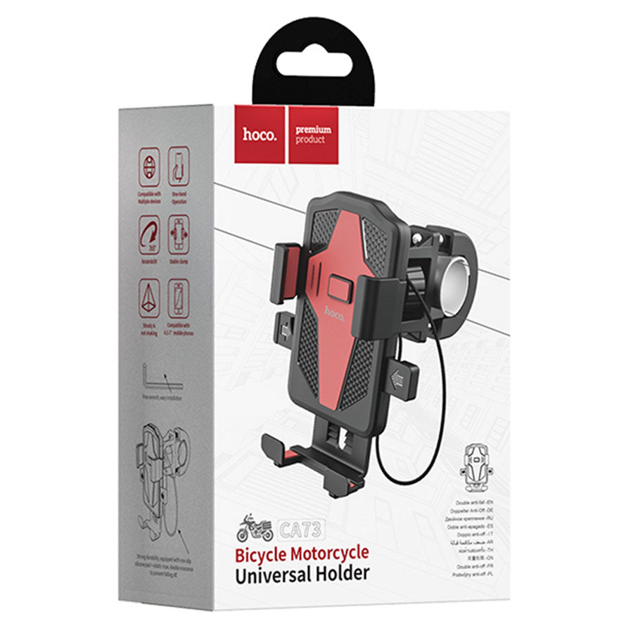 Supporto Bicicletta Motocicletta HOCO CA73, 4.5 pollici - 7 pollici, Nero Rosso