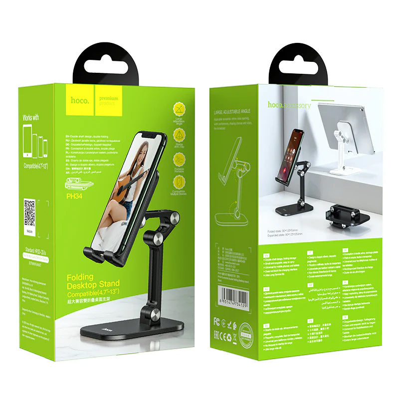 Supporto da scrivania HOCO Excelente PH34 per Telefono / Tablet, 4.7inch - 13inch, Nero