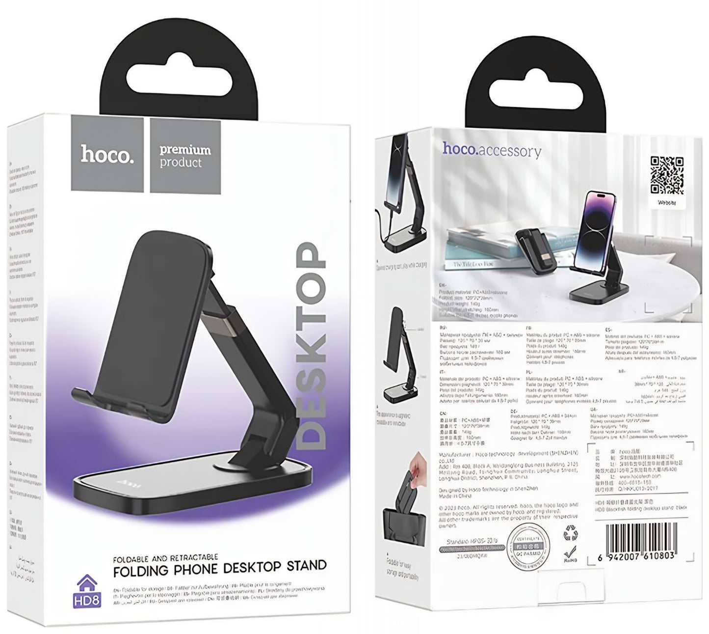 Supporto da scrivania HOCO HD8, Universale, Nero