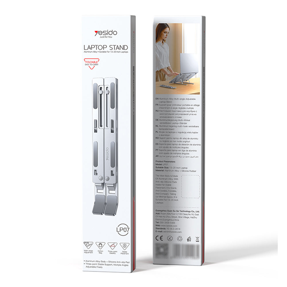 Supporto Yesido LP07 per Laptop da 13 pollici a 20 pollici, Argento