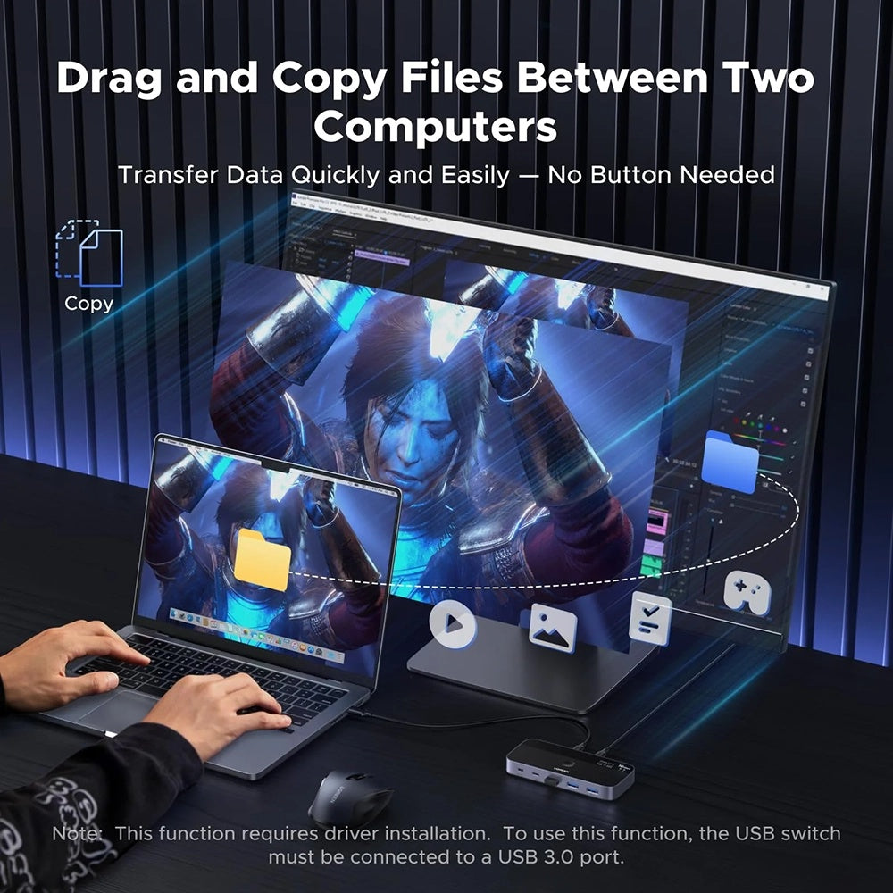 UGREEN CM691 USB Switch (45784), 3 x USB-A 3.2 - 1 x USB-C - 1 x miniUSB, Black