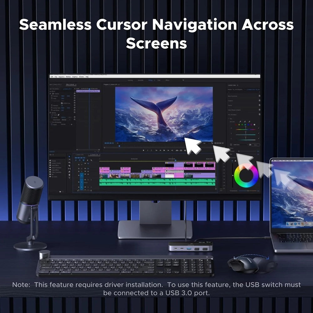 UGREEN CM691 USB Switch (45784), 3 x USB-A 3.2 - 1 x USB-C - 1 x miniUSB, Black