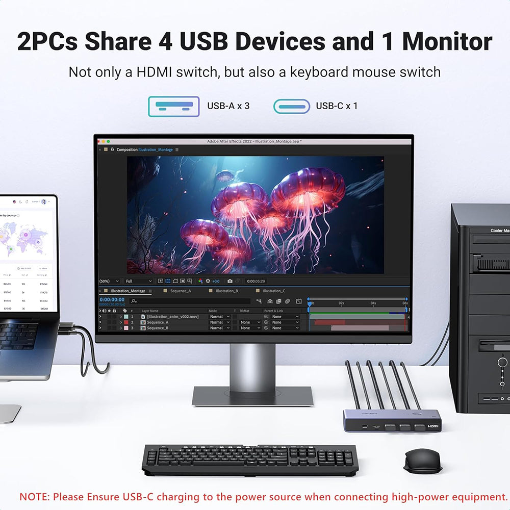 Switch Video UGREEN CM692, Grigio