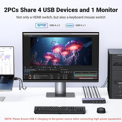 Switch Video UGREEN CM692, Grigio