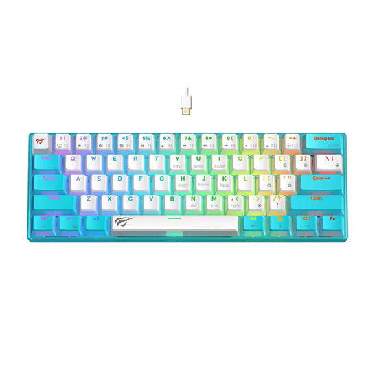Tastiera Gaming HAVIT KB903L, RGB, 1.8m, Blu Bianco