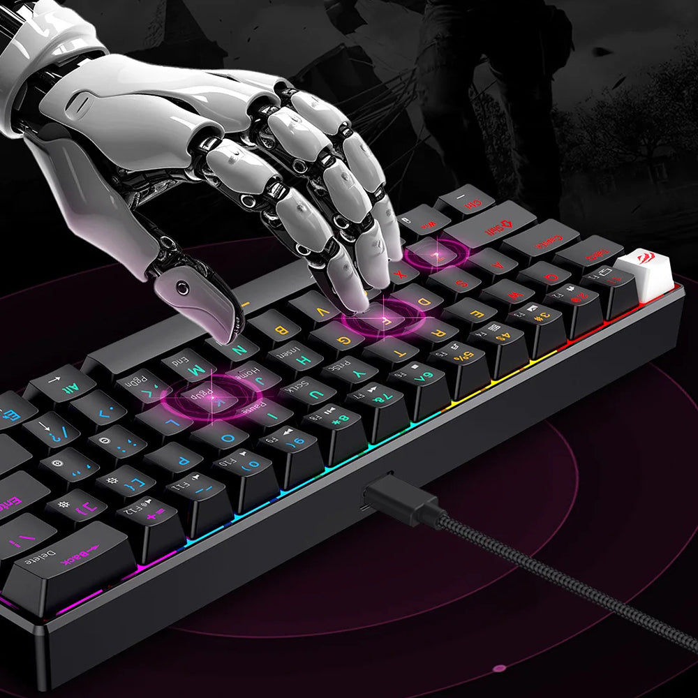Tastiera Gaming HAVIT KB903L, RGB, 1.8m, Trasparente Bianca