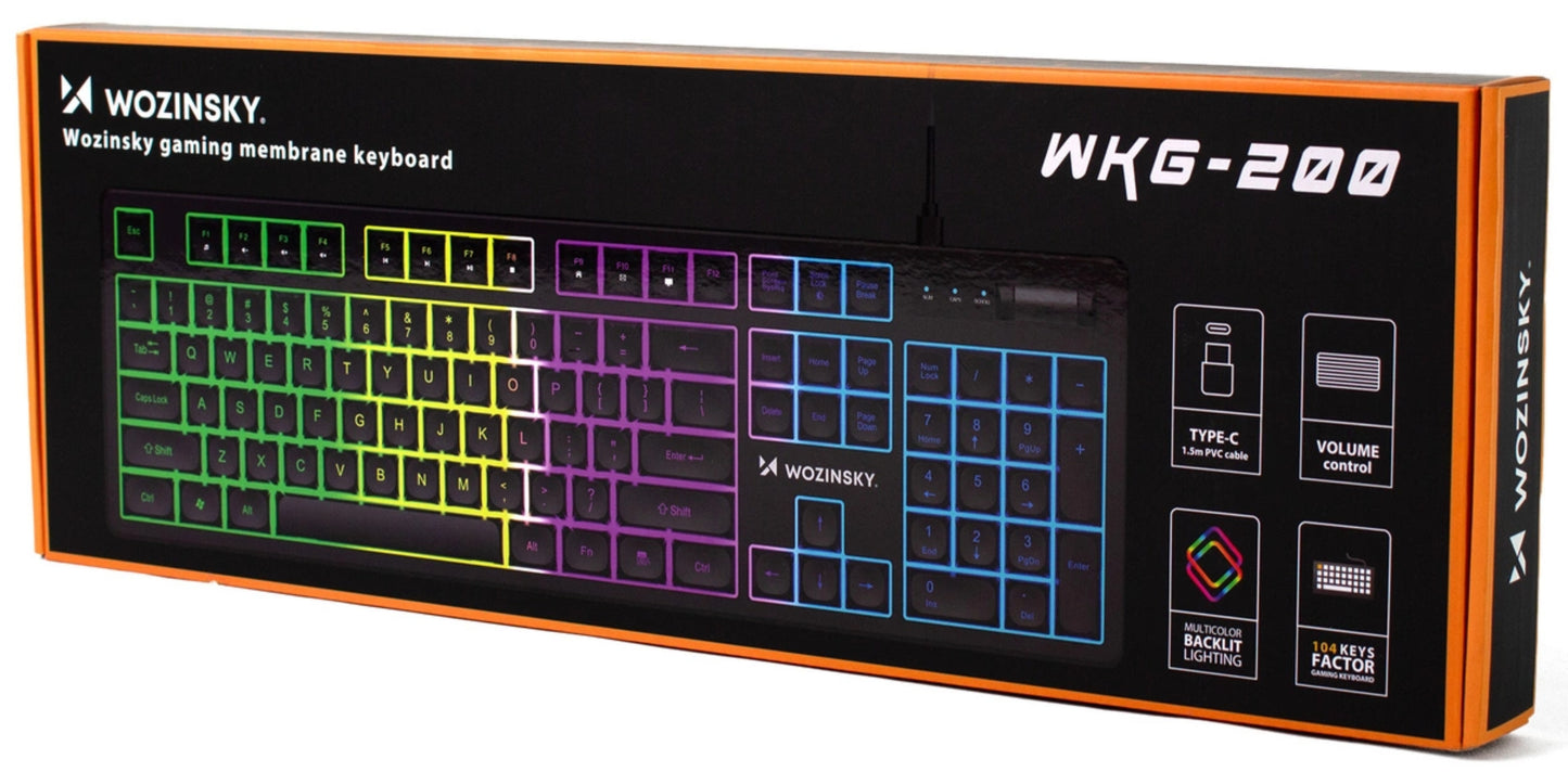 Tastiera Gaming Wired USB WZK WKG-200, RGB, 1,5m, Nera