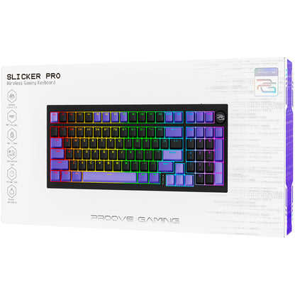 Tastiera Gaming Wireless Proove Slicker Pro, RGB, BT / Wi-Fi / Cablata, 1.8m, Nera WKSLPEN22416