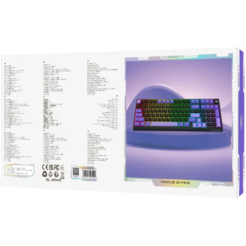 Tastiera Gaming Wireless Proove Slicker Pro, RGB, BT / Wi-Fi / Cablata, 1.8m, Nera WKSLPEN22416