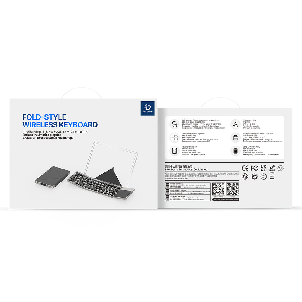 Tastiera Pieghevole Bluetooth DUX DUCIS, Nera