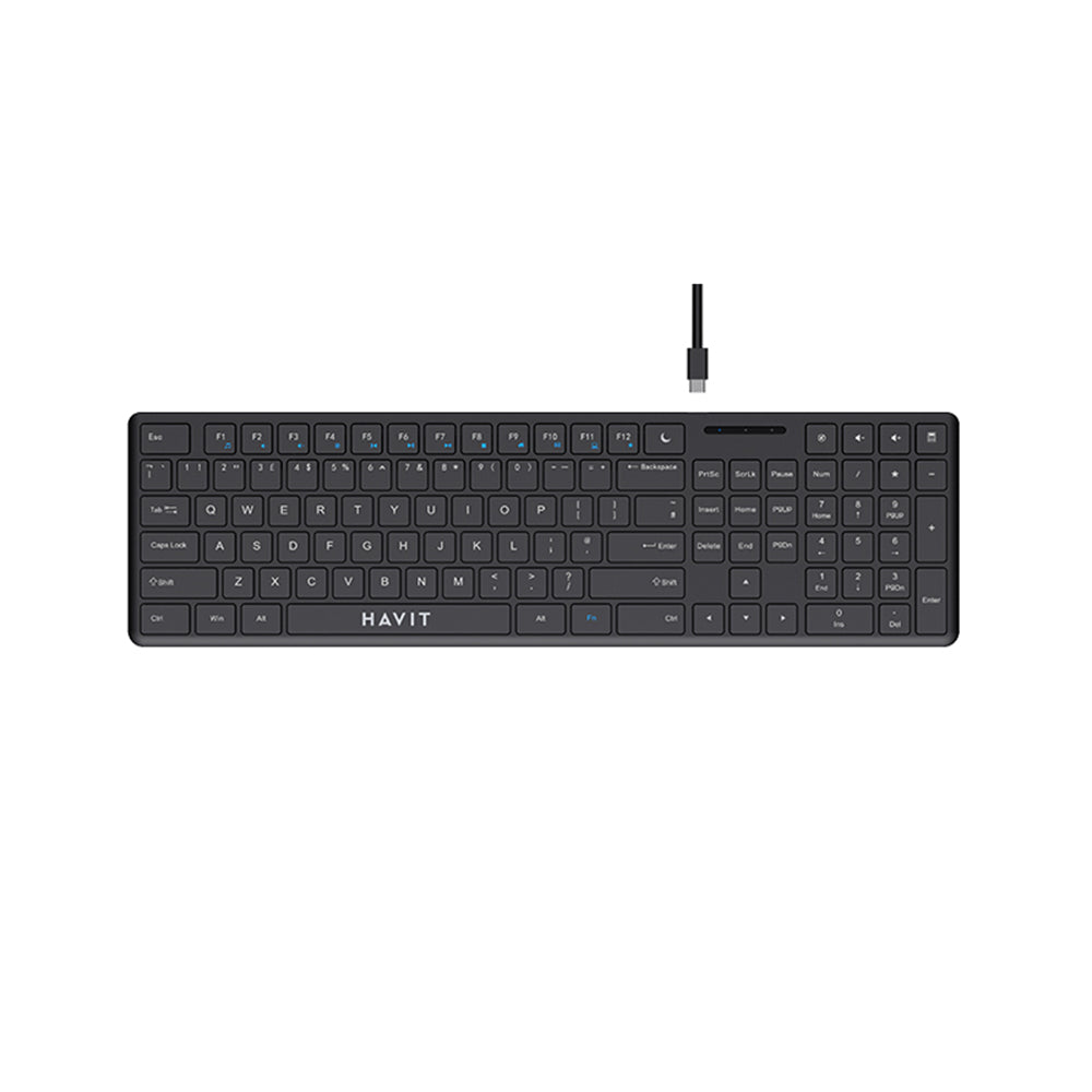 HAVIT KB252 Wired USB Keyboard, USB-C, 1.5m, Black
