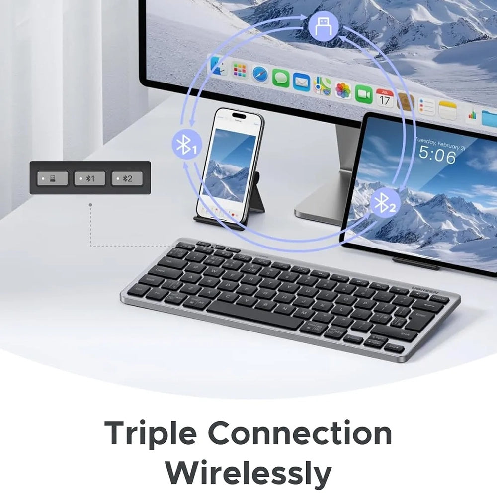 Tastiera Wireless UGREEN 75049, BT / Wi-Fi, Nera