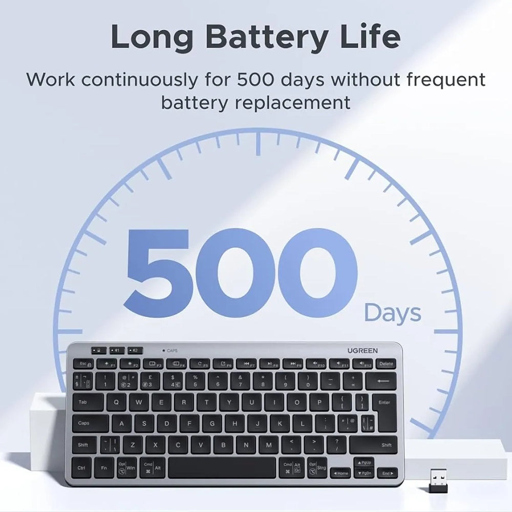 Tastiera Wireless UGREEN 75049, BT / Wi-Fi, Nera