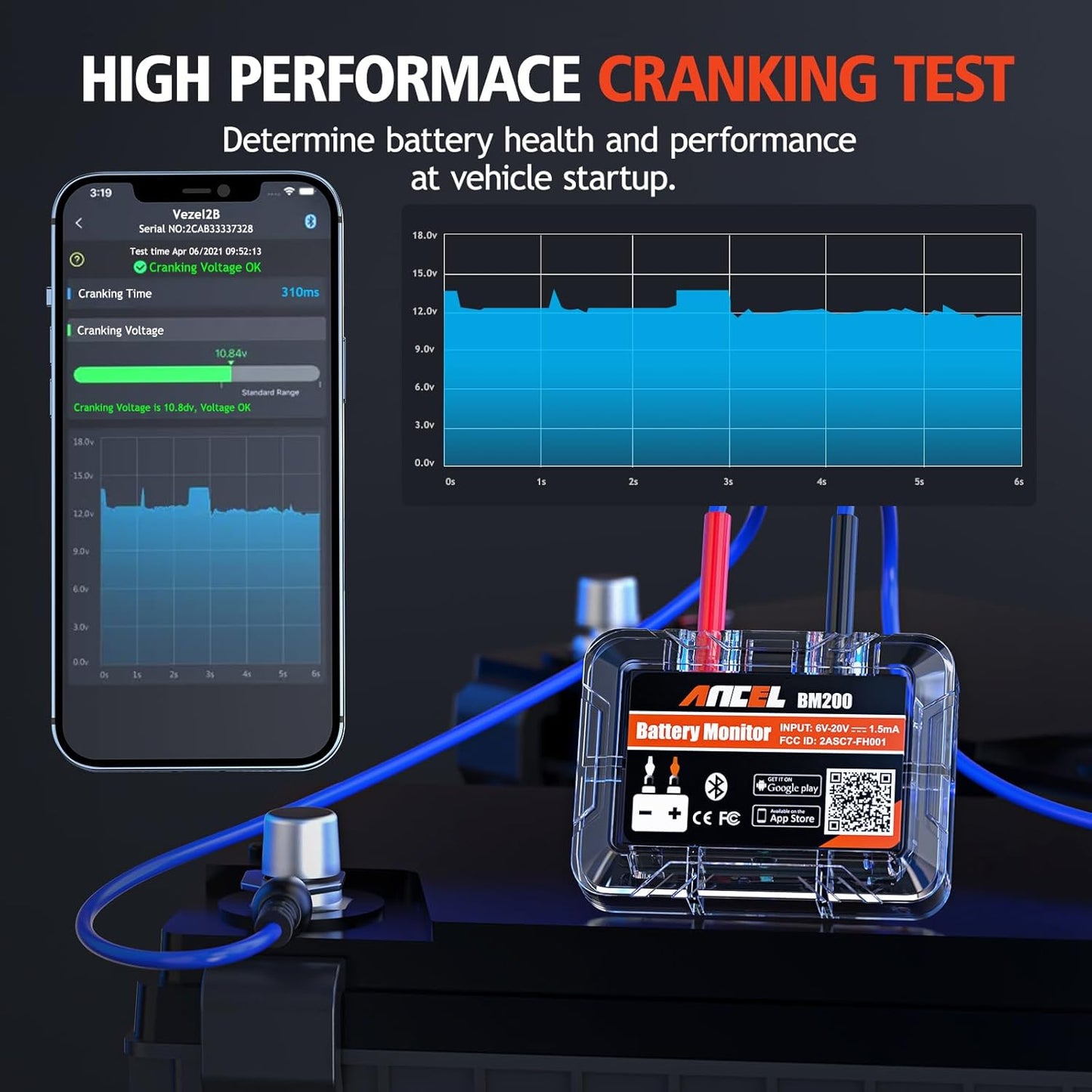 Tester Bluetooth Monitoraggio Batteria Auto Ancel BM200