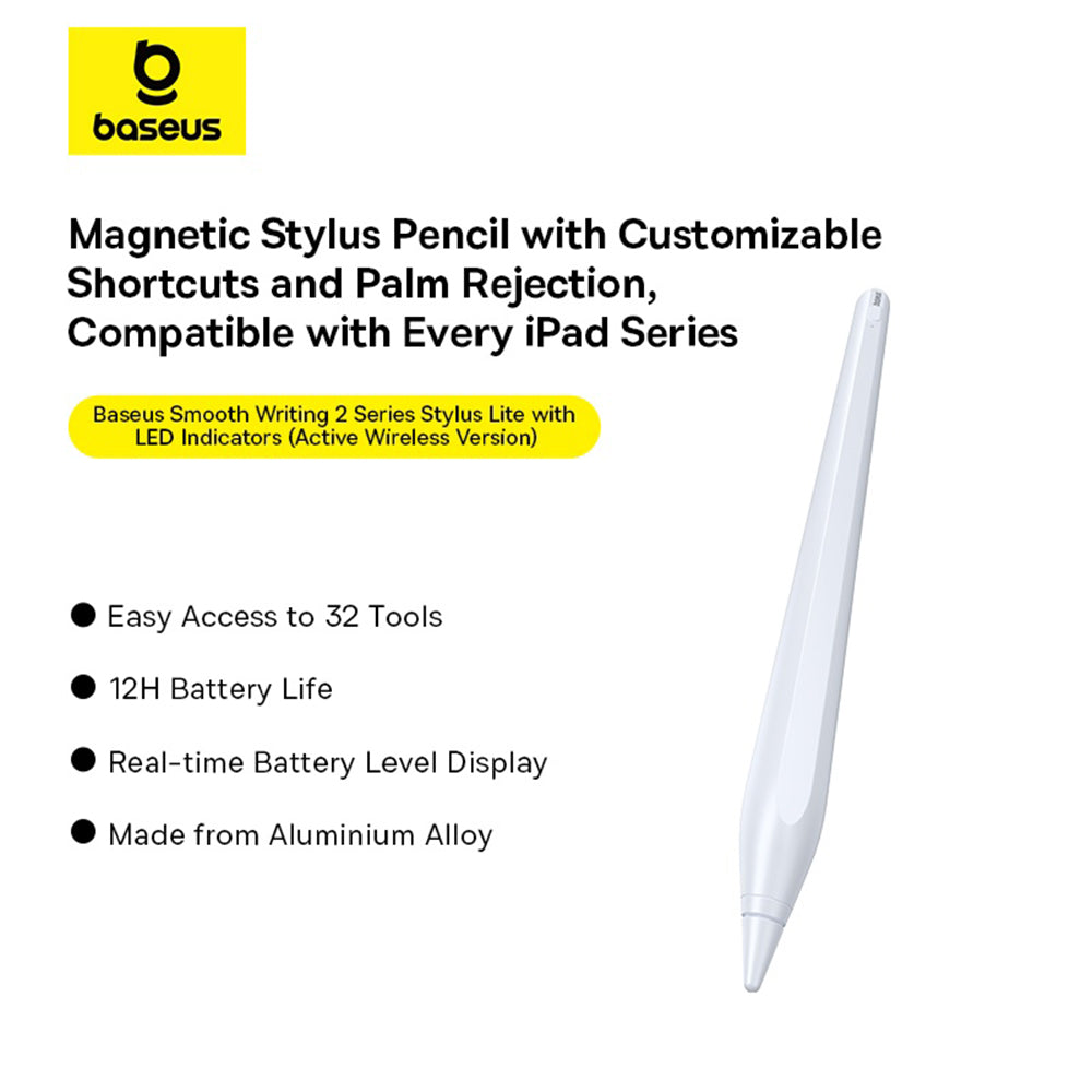 Touch Pen Baseus Smooth Writing 2 Series per Apple iPad, Versione Wireless Attiva, Bianco P80015802213-03