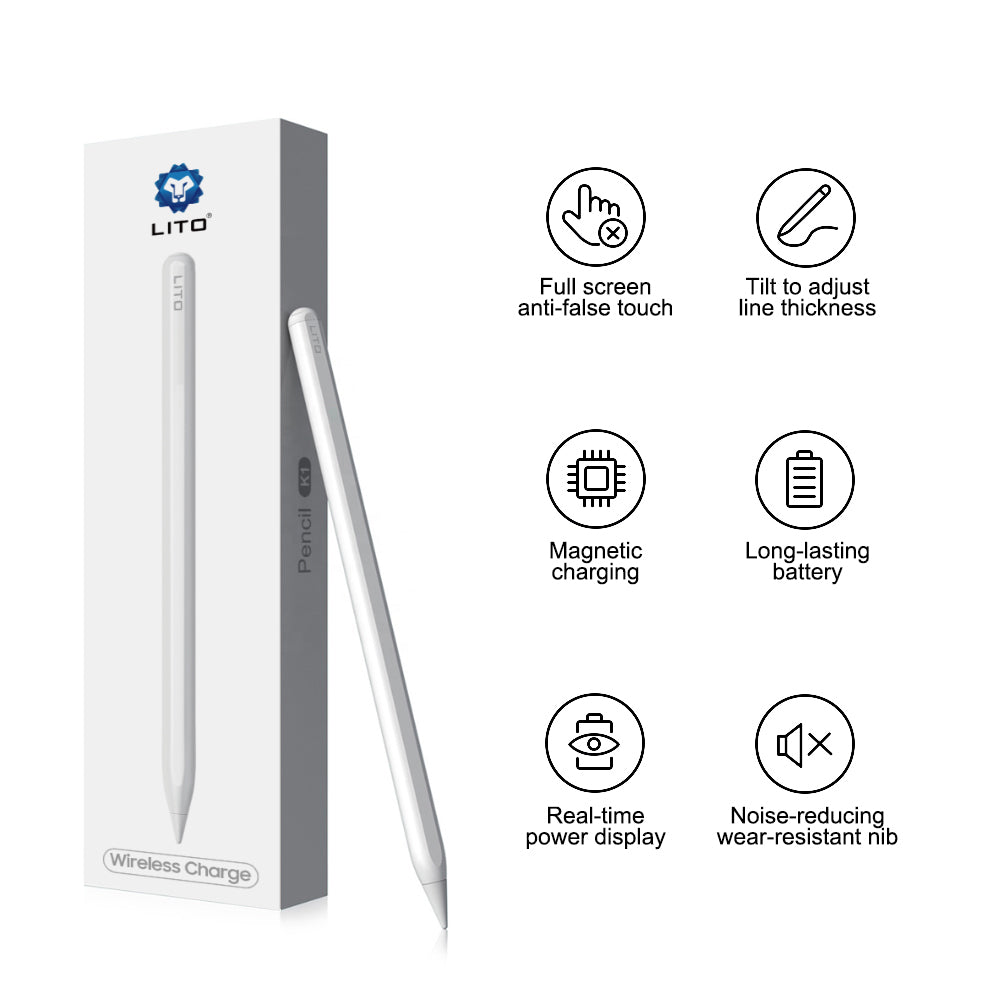Touch Pen Lito K1 per Apple iPad, Versione Attiva, Bianco
