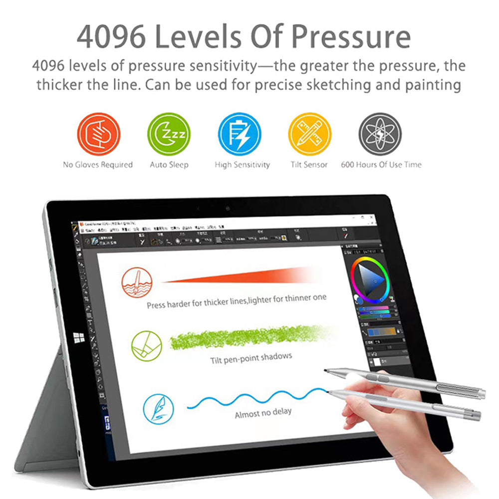 Touch Pen Techsuit F94S per Microsoft Surface / Asus Transformer / Zen / Vivobook / HP Envy / Pavilion / Spectre, Versione Attiva, Nero
