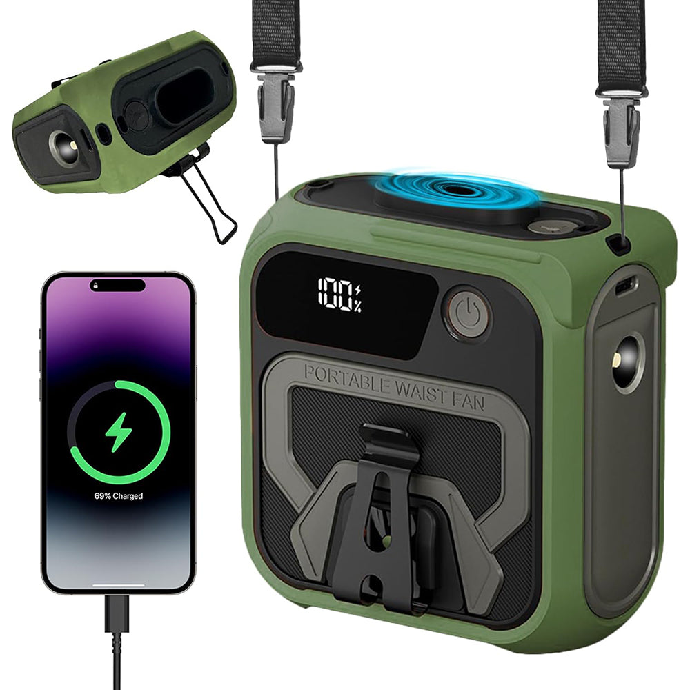 Ventilatore Portatile Techsuit Z13 con batteria esterna 10000mAh, Verde