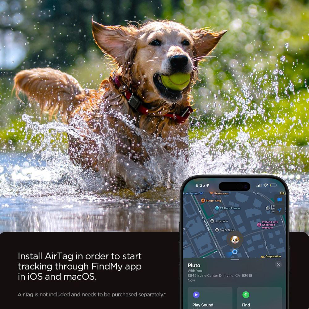 Collare per Animali Domestici con Supporto Spigen Tough Armor per Apple AirTag, Nero